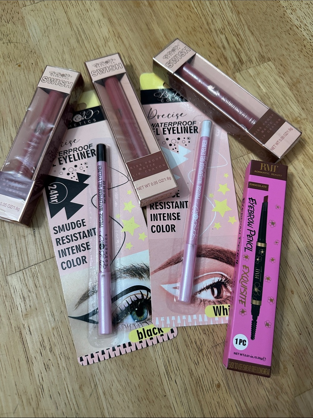 Swish Precise Waterproof Gel Eyeliner & Eyebrow Pencil Set - Pink
